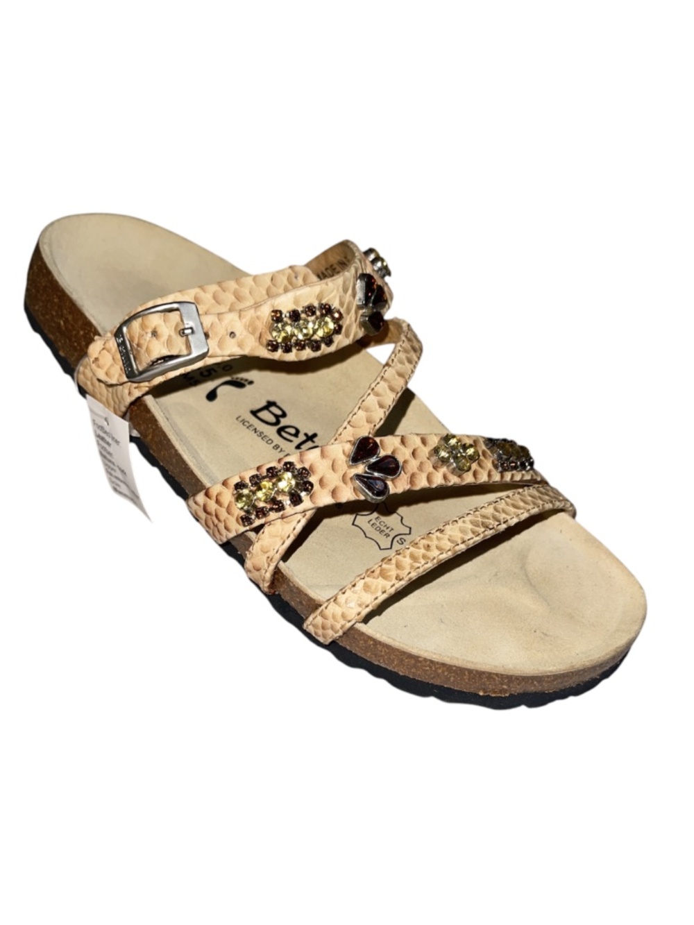 Birkenstock Betula Womens Sandal Embellished Snake Embossed Sz 7 38  Rhinestone
